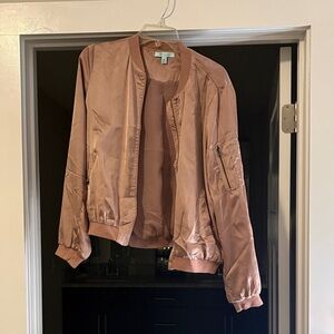 A Classy Chic Boutique Satin Bomber Jacket - Pink